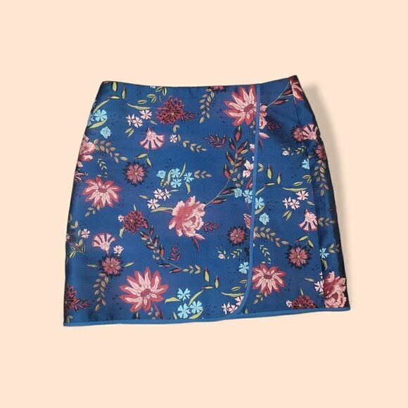 Ann Taylor Loft Faux Wrap Floral Tapestry Skirt Size 8 - Picture 1 of 4